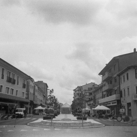 Town square in black and white